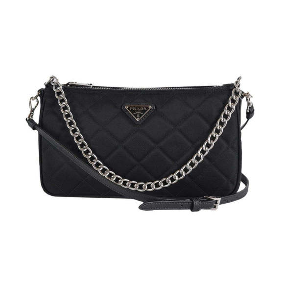 Prada Black Tessuto Nylon Quilted Chain Crossbody - Picture 1 of 10